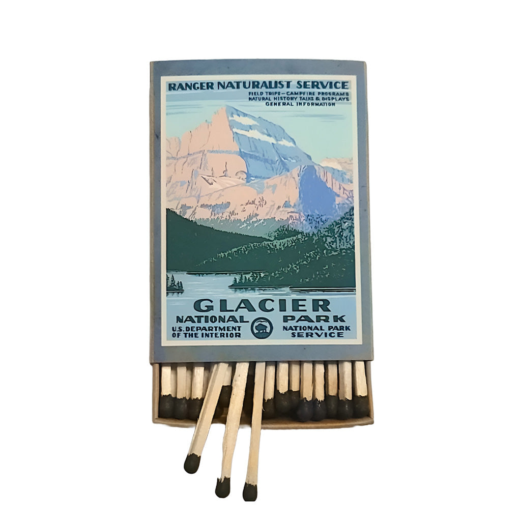 Glacier National Park Matchbox with 40 handcrafted matches inside