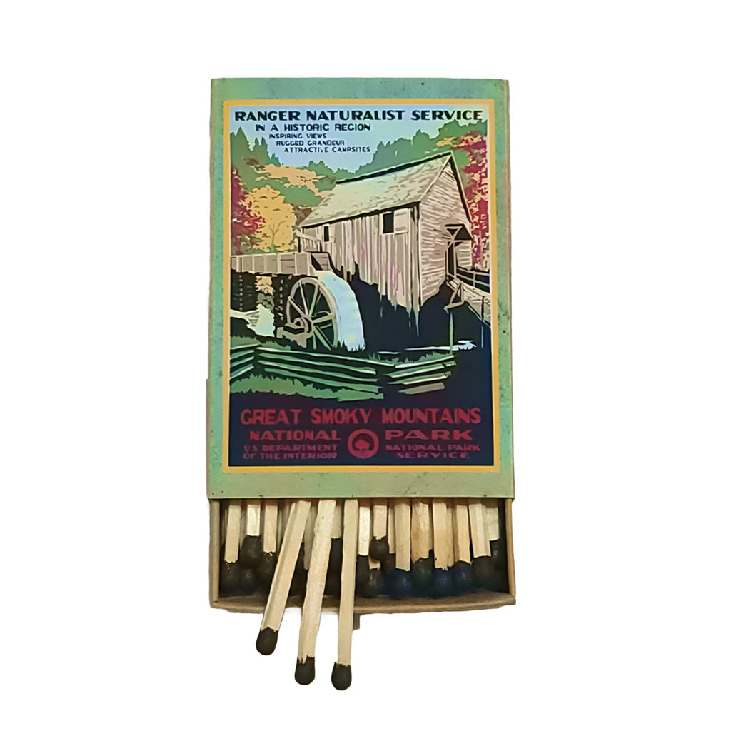 Great Smoky Mountains National Park Matchbox with 40 handcrafted matches inside