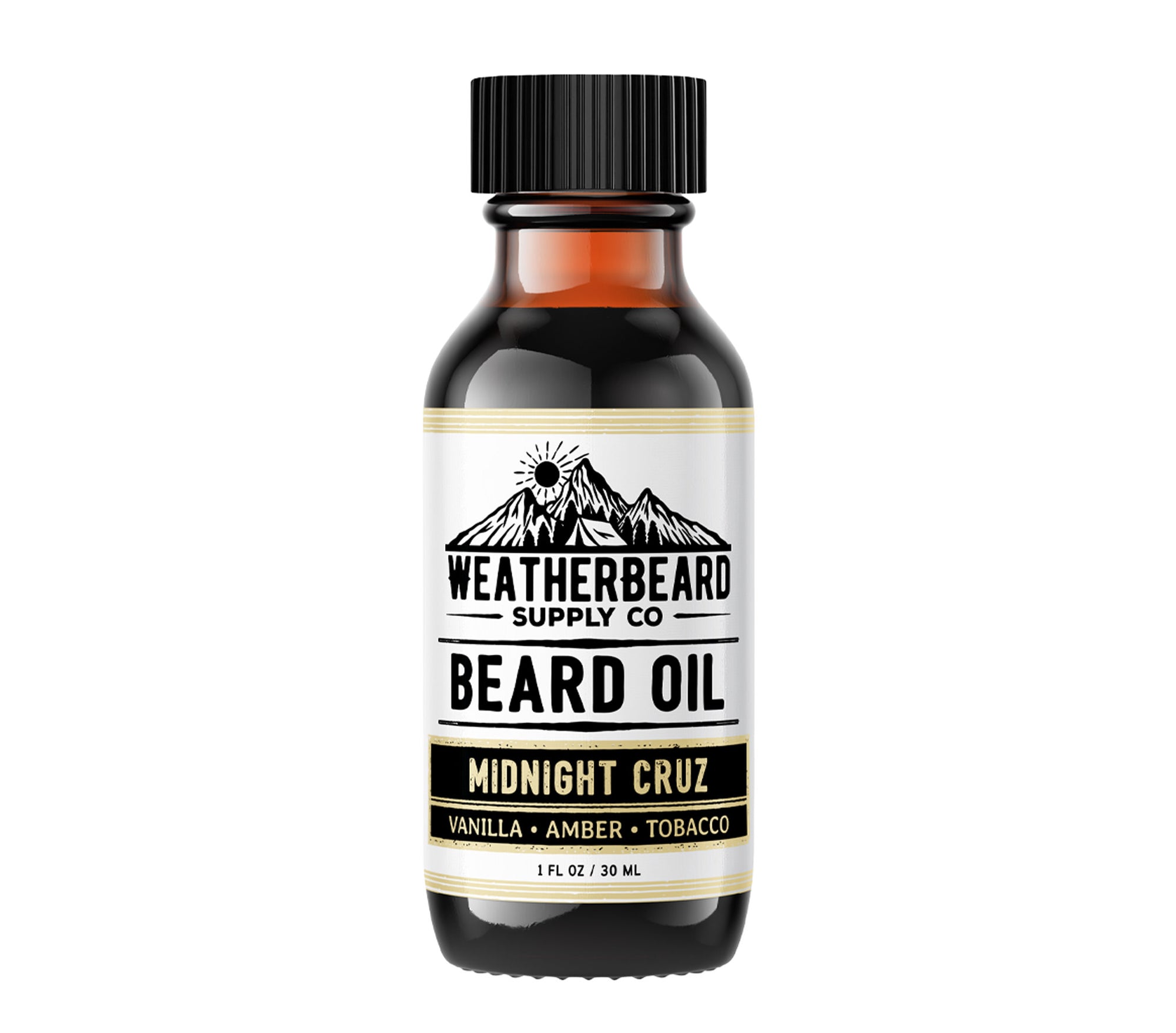 Weatherbeard Supply Co. 1oz Midnight Cruz Beard Oil – Vanilla, Amber, Tobacco Leaf Scent – Special Edition with J Cruz Healthy Bearded