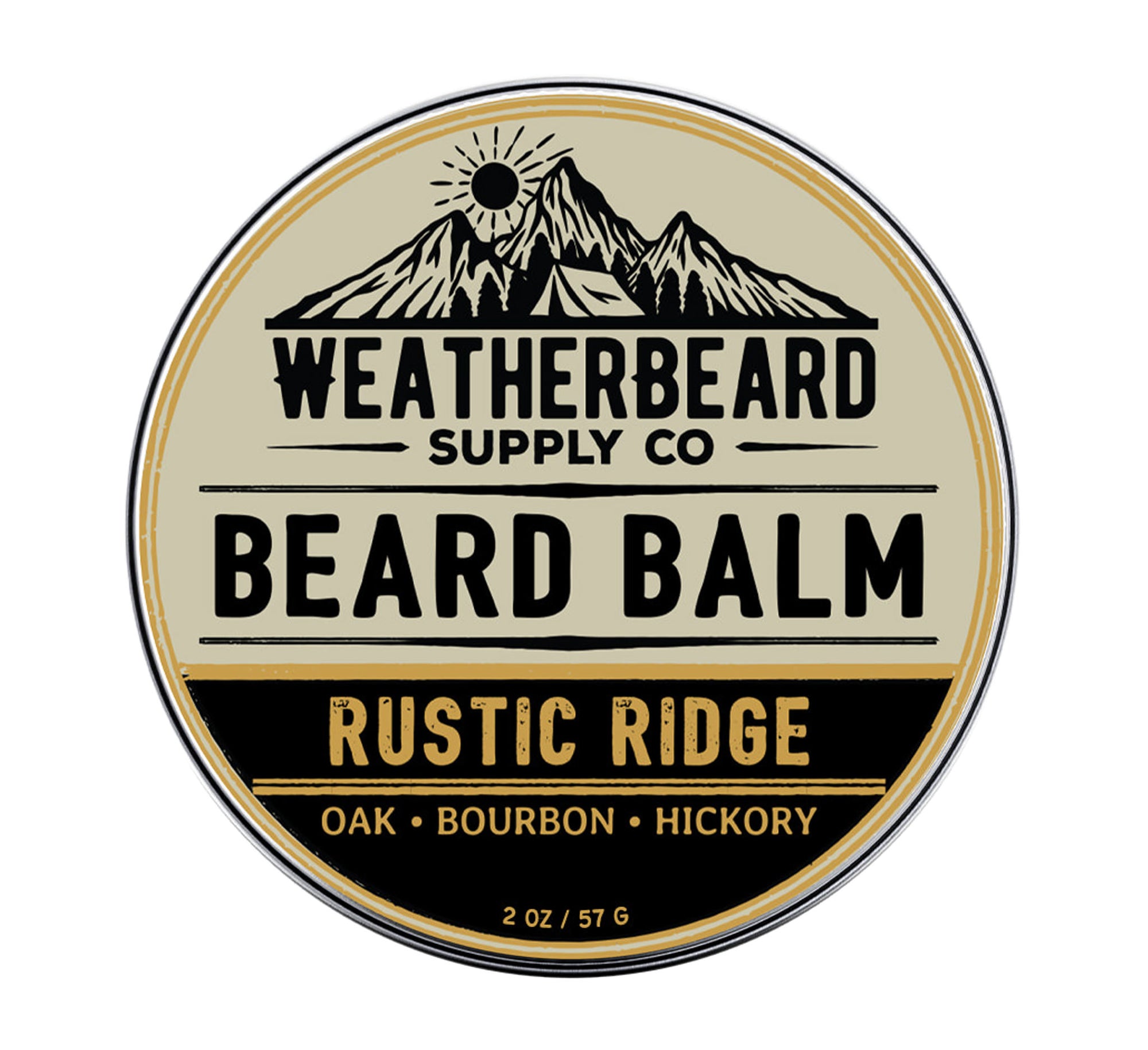 Weatherbeard Supply Co. 1oz Rustic Ridge Beard Balm – Oak, Bourbon, Hickory Scent – Woodsy, Rich Balm for Beard Softness