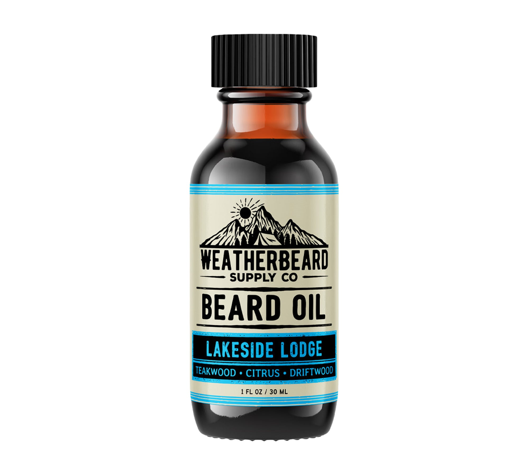 Weatherbeard Supply Co. 1oz Lakeside Lodge Beard Oil – Teakwood, Citrus, Driftwood Scent – Fresh, Nautical Cologne Fragrance for Men