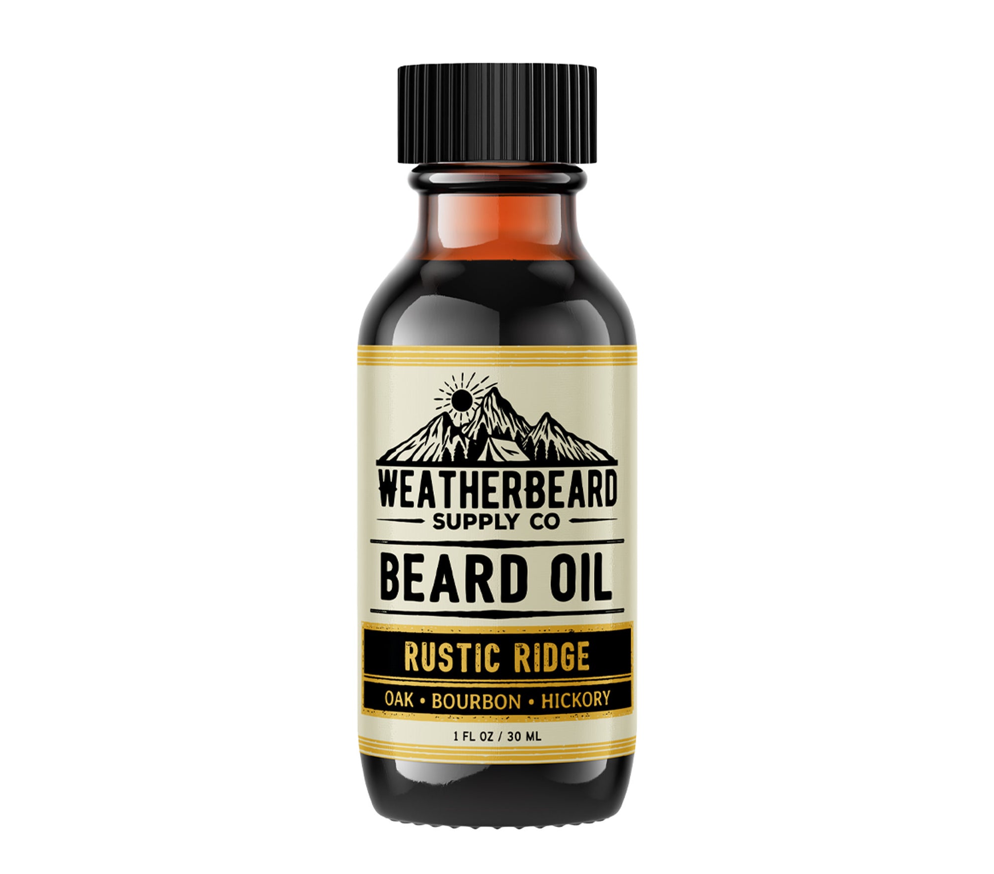 Weatherbeard Supply Co. 1oz Rustic Ridge Beard Oil – Oak, Bourbon, Hickory Scent – Woodsy & Smooth Beard Oil