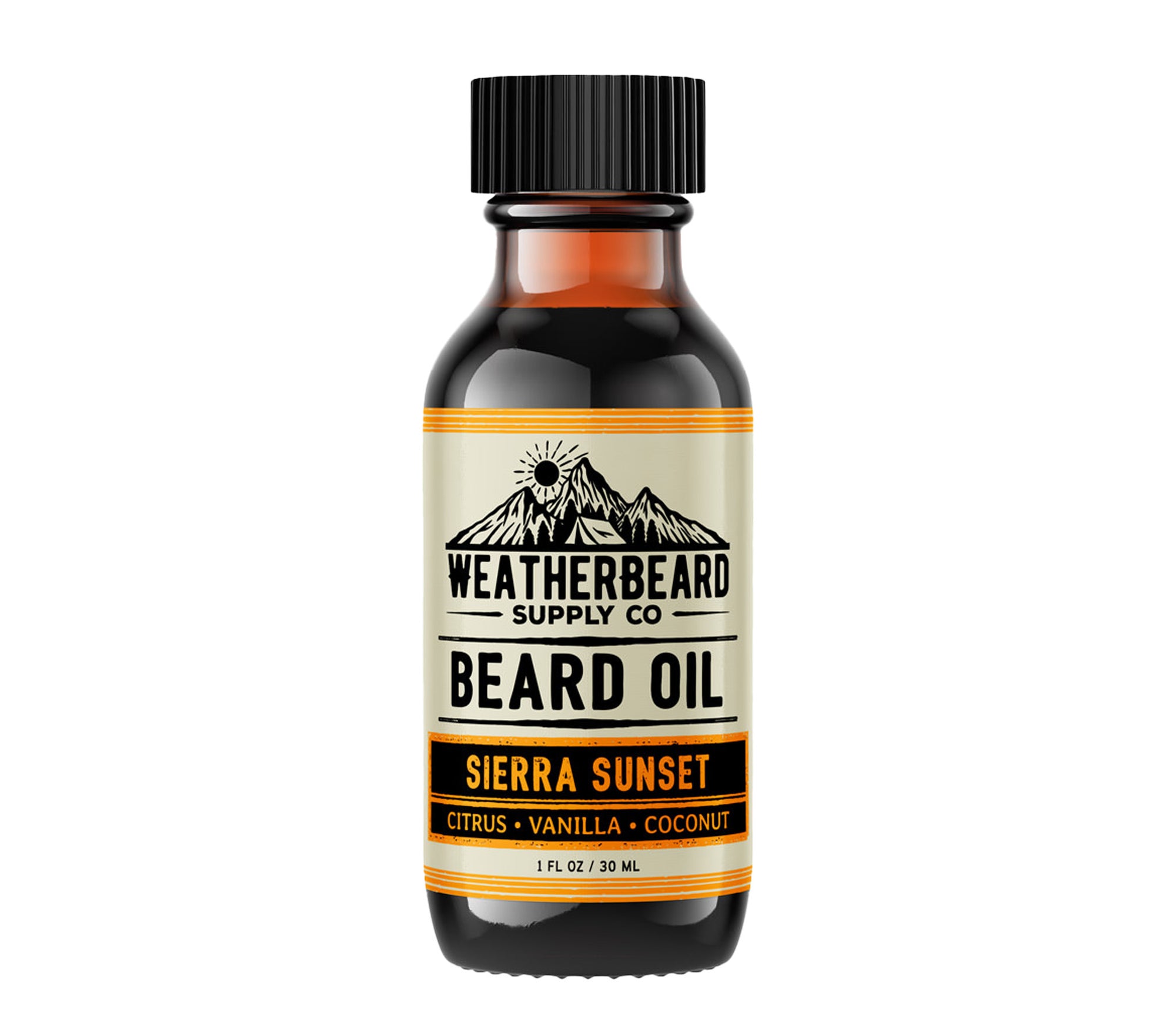 Weatherbeard Supply Co. 1oz Sierra Sunset Beard Oil – Citrus, Vanilla, Coconut Scent – Tropical Beard Oil for Softness & Hydration